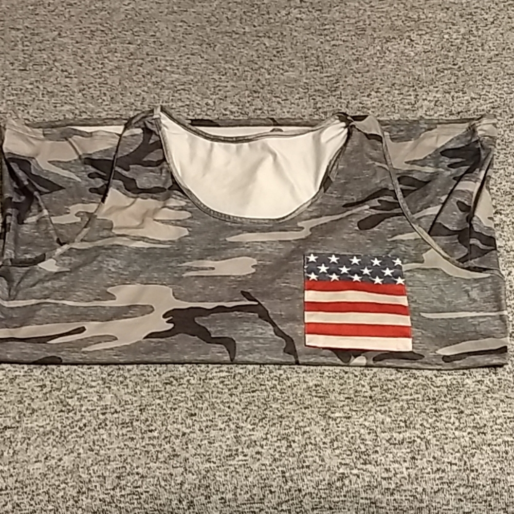Camo tank  with American flag Pocket
